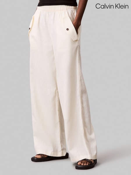 Calvin Klein Yellow Linen Cargo Trousers (W61996) | € 172