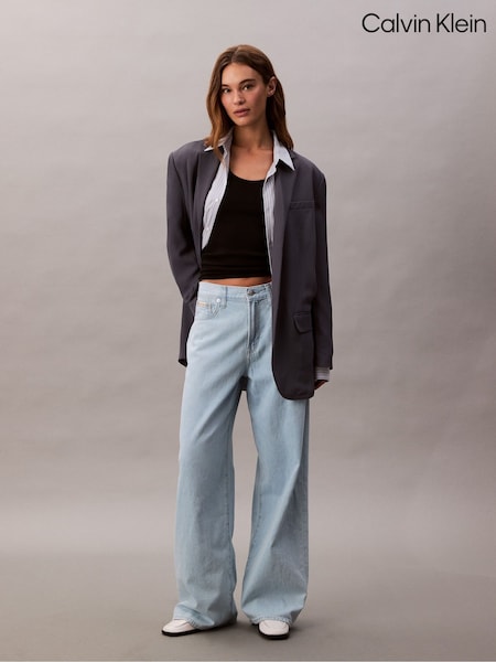 Calvin Klein Blue The Wide Leg Linen Aaron Jeans (W62004) | €165