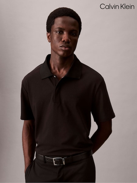 Calvin Klein Black Snap Button Pique Polo Shirt (W62028) | €128
