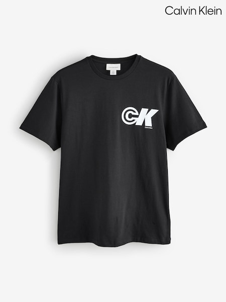Calvin Klein Black Short Sleeve 20s Sport Logo Graphic Print T-Shirt (W62029) | €58