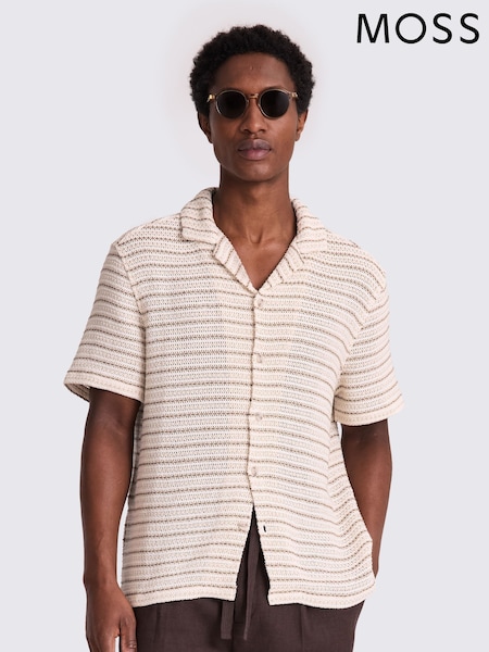 MOSS Natural Crochet Stripe Shirt (W62050) | €100