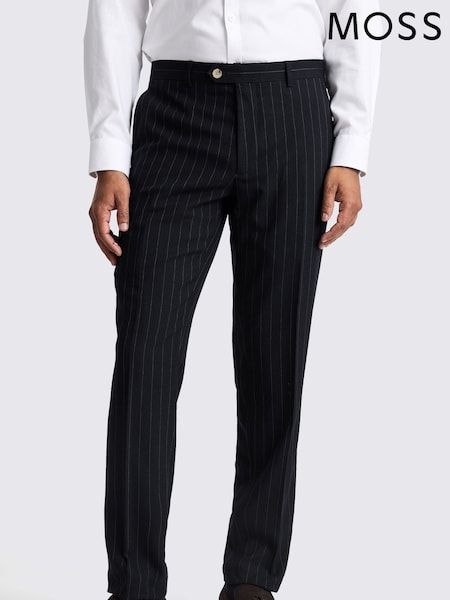 MOSS Black Slim Fit Stripe Trousers (W62058) | 396 QAR
