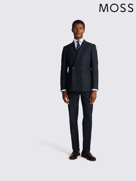 MOSS Blue Tailored Fit Slub Jacket (W62059) | 638 QAR