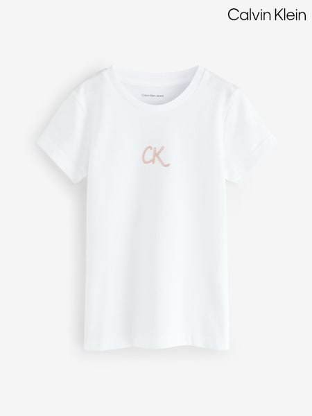 Weiß - Calvin Klein Slim Stripe Short Sleeve T-Shirt (W62084) | 36 € - 44 €
