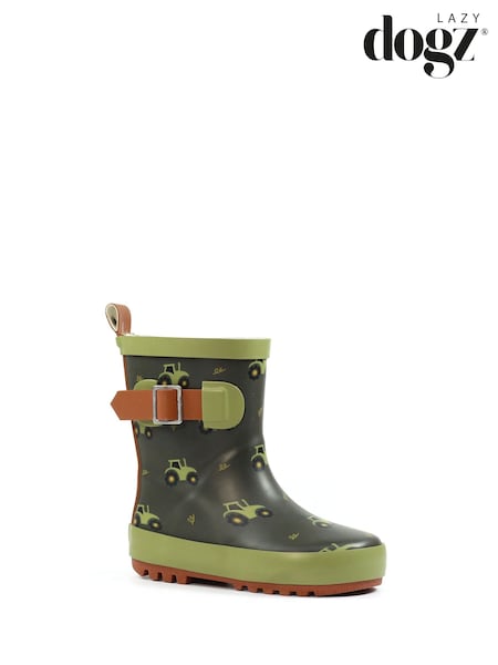 Lazy Dogz Green Tractor Design Toddler Wellingtons (W62093) | €31