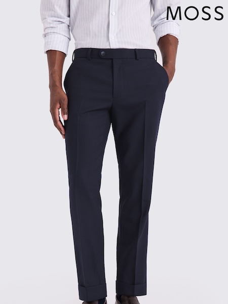 MOSS Blue Wool Trousers (W62100) | AED524