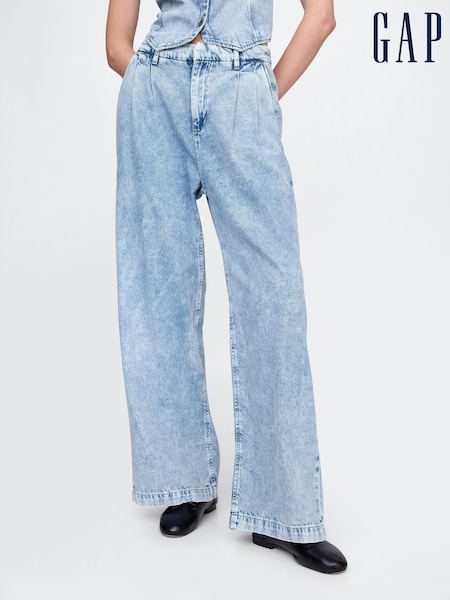 Gap Blue 365 High Waist UltraSoft Pleated Denim Trousers (W62239) | €69