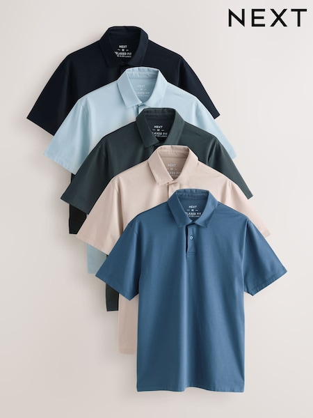 Grey/Navy/Neutral - Normaali istuvuus - Short Sleeve Jersey Polo Shirts 5 Pack (W62288) | €80