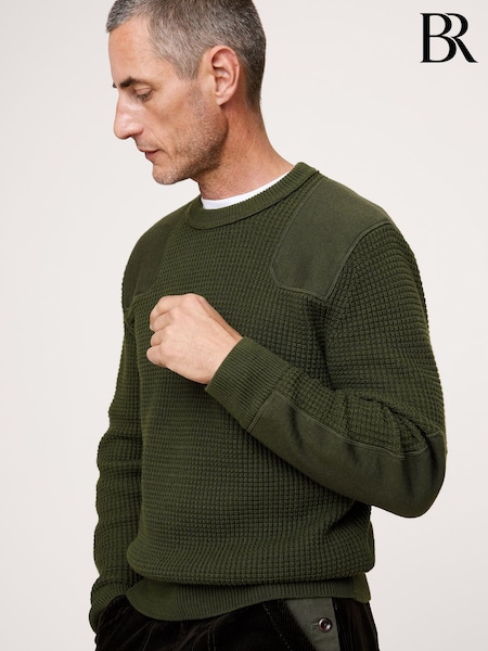 Banana Republic Green Cotton-Merino Waffle Patch Sweatshirt (W62305) | €141
