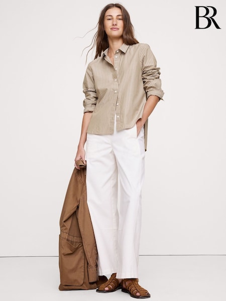 Banana Republic Beige Boxy Cotton Poplin Shirt (W62337) | €71