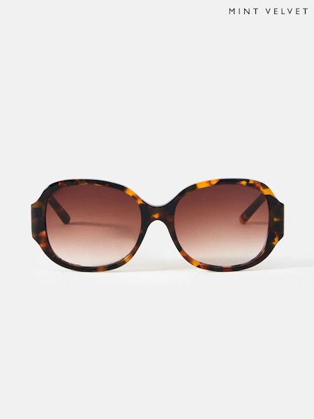 Mint Velvet Brown Tortoiseshell Round Sunglasses (W62345) | €75