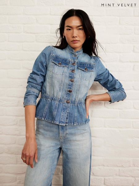 Mint Velvet Blue Puff Sleeve 100% Cotton Denim Jacket (W62355) | € 211