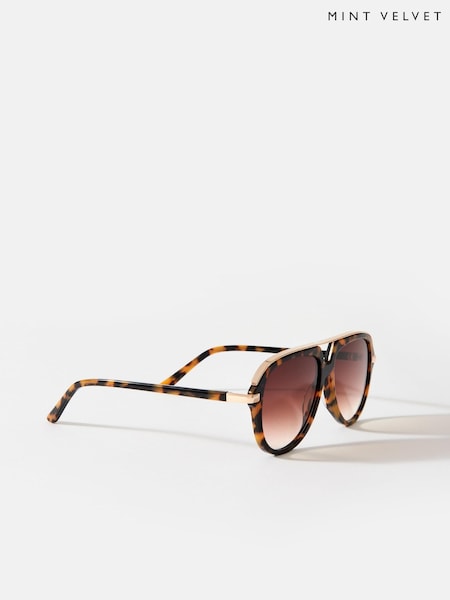 Mint Velvet Tortoiseshell Aviator Sunglasses (W62362) | 92 €