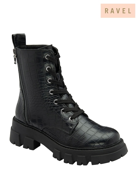 Ravel Black Lace Up Ankle Boots (W62413) | €99
