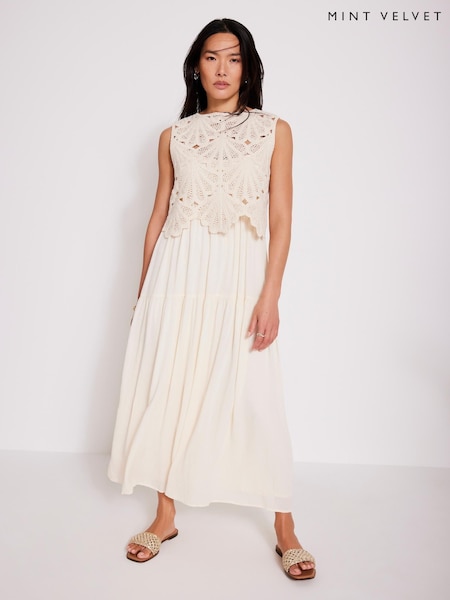 Mint Velvet Crochet Midi Dress (W62521) | 1,043 LEI