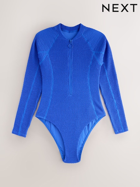 أزرق كوبالت مجعد - Long Sleeve Rash Swimsuit (W62592) | ‏212 ر.ق.