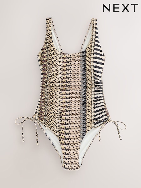 Brown Multi Animal Ruched Tummy Control Scoop Swimsuit (W62604) | 250 zł