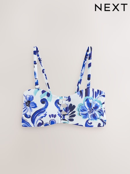 White/Blue Porcelain Non Wired Bandeau Bikini Top (W62624) | €36