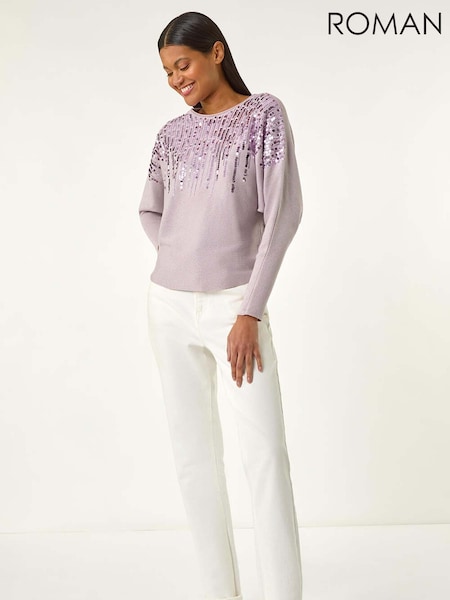 Roman Purple Sequin Drop Knit Jumper (W62743) | AED277