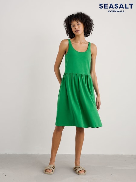 Seasalt Cornwall Green Sun Splendour Dress in Certified Cotton Jersey (W62812) | €63