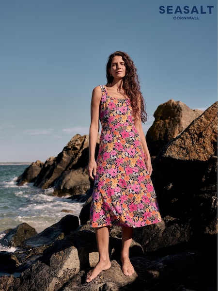 Seasalt Cornwall Pink Sun Gleam Jersey Midi Dress (W62826) | €71