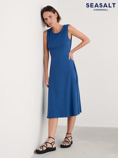 Seasalt Cornwall Blue Petite Sweet Violet Jersey Midi Dress (W62828) | €77