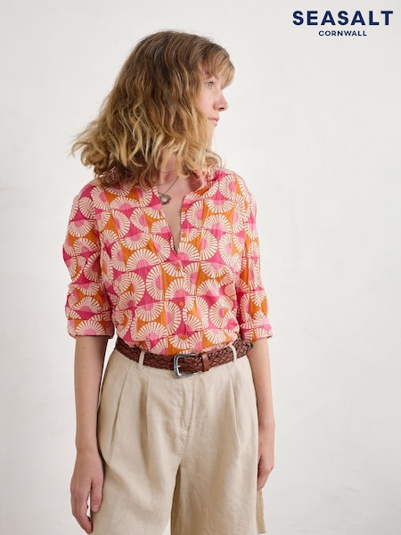 Seasalt Cornwall Pink Poisson Printed 100% Cotton T-Shirt (W62830) | €63