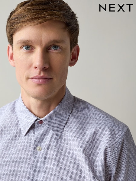 Lilac Purple Regular Fit Short Sleeve Textured Shirt (W62835) | €46