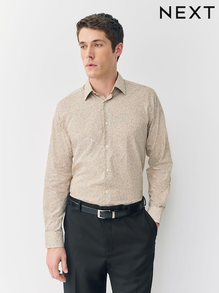 Żółty z drobnym motywem kwiatowym - Long Sleeve Shirt (W62838) | 230 zł