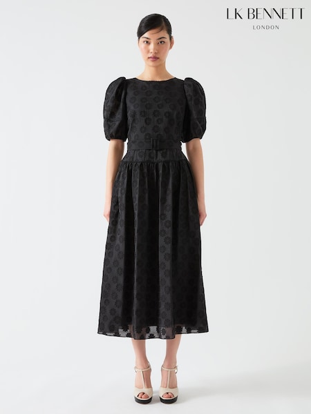 LK Bennett Esmerdelda Floral Print Midi Puff Sleeve Dress (W62896) | €396