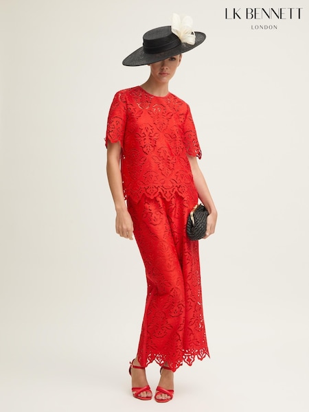 LK Bennett Red Grace Aurora Lace Trousers (W62897) | R$ 1,965