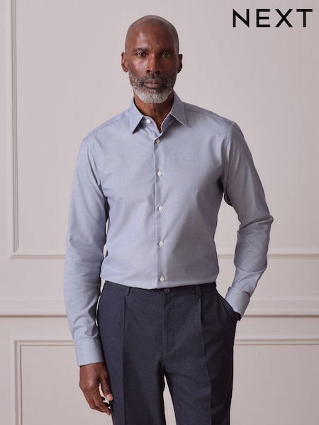 Blue Textured Slim Fit Signature Shirt (W62931) | €41