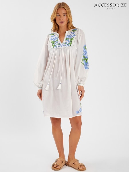 Accessorize Embroidered Long Sleeve Smock Dress (W62952) | €95
