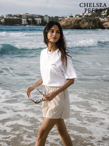 لون طبيعي - Chelsea Peers Cotton Poplin Stripe Shorts (W62969) | ‏186 د.إ.‏