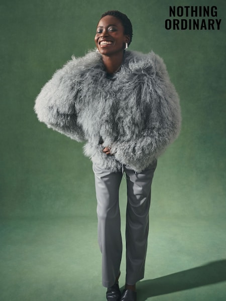 Nothing Ordinary Grey Sheepskin Shearling Jacket (W62981) | €776