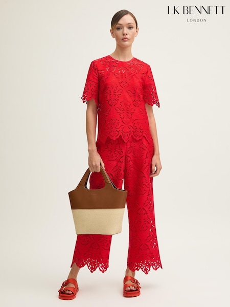 LK Bennett Red Grace Aurora Lace Blouse (W63091) | R$ 1,965