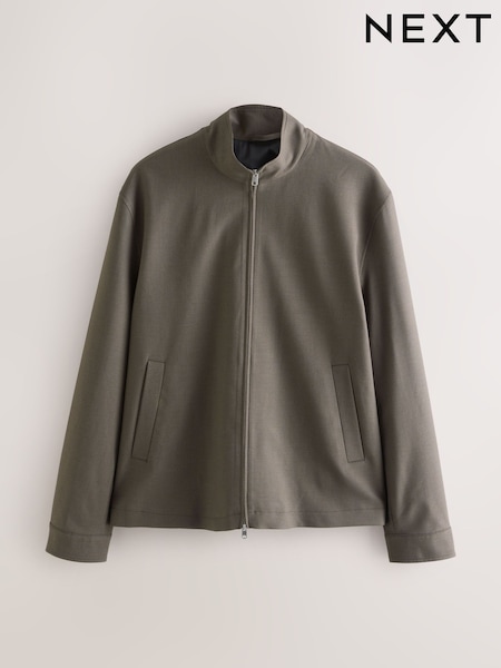 Taupe Brown Motionflex Smart Funnel Jacket with Stretch (W63253) | 319 SAR