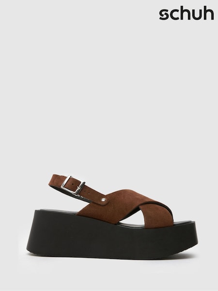 Schuh True Suede Cross Strap Brown Sandals (W63296) | €63