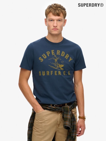 Superdry Blue Lo-fi Outdoor Relaxed 100% Cotton T-Shirt (W63301) | R$ 295