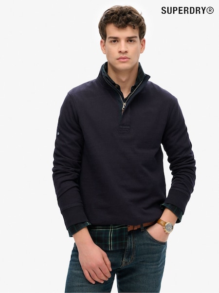 Superdry Blue Classics Jersey Half Zip 100% Cotton Jumper (W63308) | €83