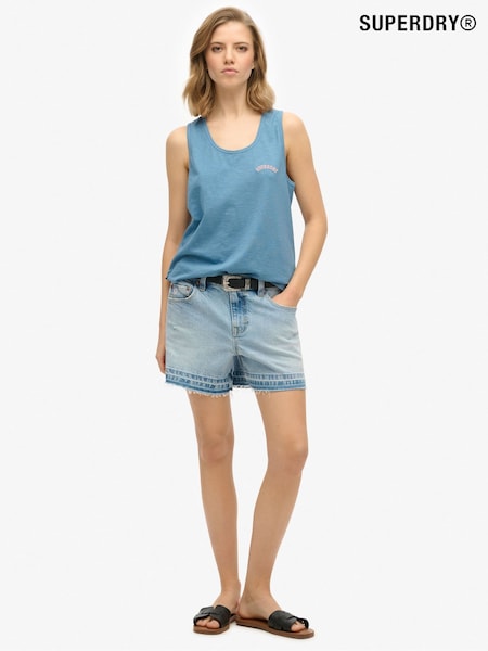 Superdry Blue Essential Logo Garment Dye Vest Top (W63318) | 89 QAR
