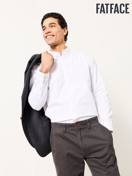 FatFace Marlow white Long Sleeve Plain Shirt (W63373) | OMR29