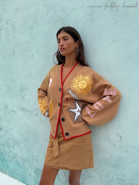 Never Fully Dressed Brown Mystical Cardigan (W63379) | 638 QAR
