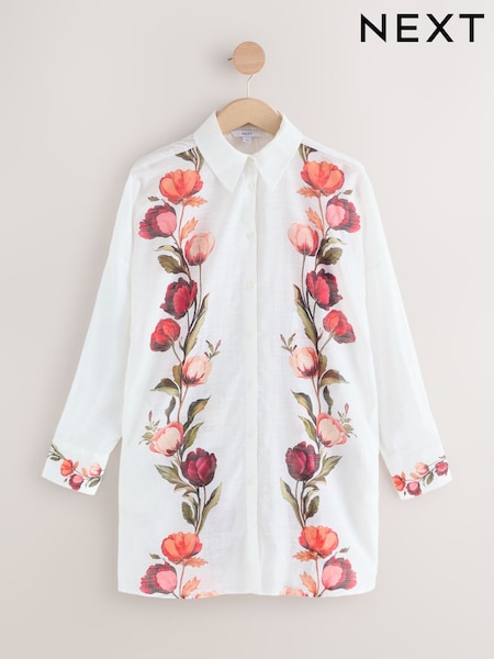 White/Green Beach Shirt Cover-Up (W63465) | 165 QAR