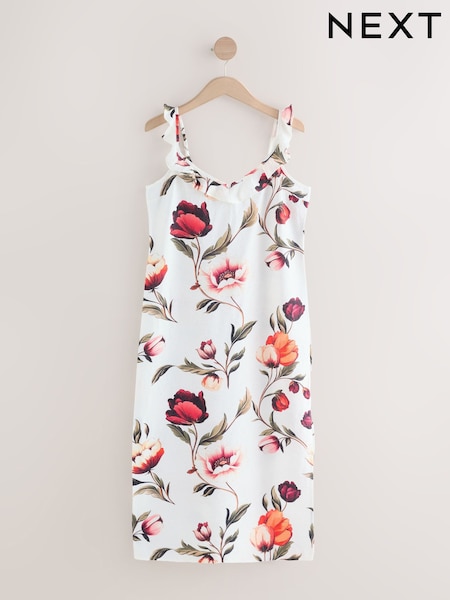 White/Green Summer Frill Midi Slip Dress (W63467) | €31