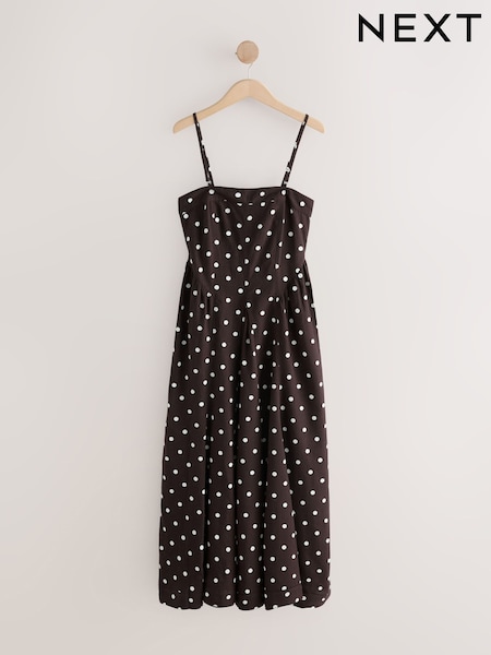 Brown/Cream Bandeau Fit And Flare Midi Dress (W63507) | AED227