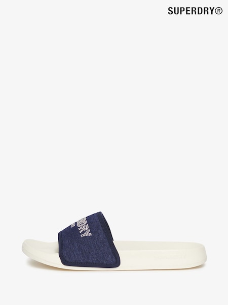 Superdry White Rhinestone Luxe Pool Sliders (W63514) | AZN 68