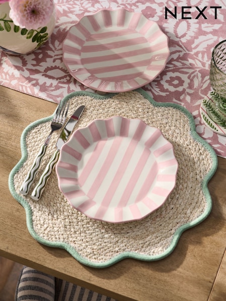 Set of 2 Pink Stripe Side Plates (W63565) | $29