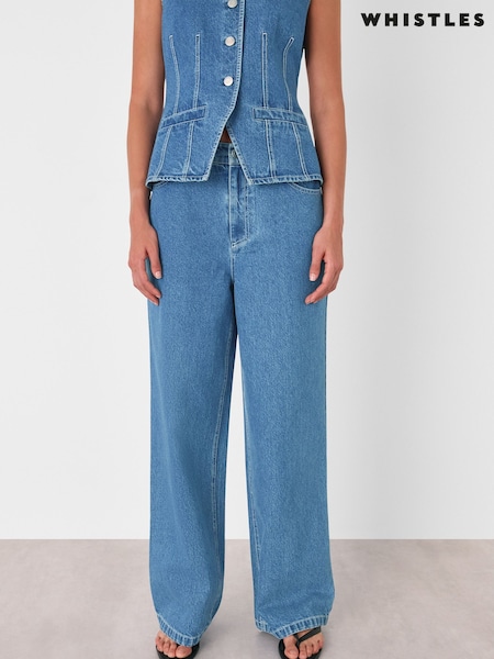 Whistles Blue Relaxed 100% Cotton Straight Leg Jeans (W63585) | AED635