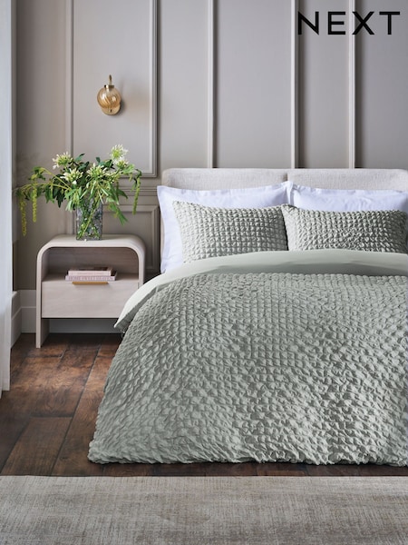 Grey Mini Seersucker Suppersoft Duvet Cover and Pillowcase Set (W63651) | €28 - €62